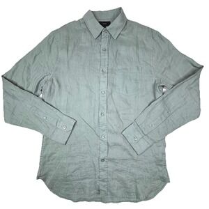 Vince 100%‎ Linen Shirt Button Up Mens Small Green Pocket Casual Summer GQ EUC